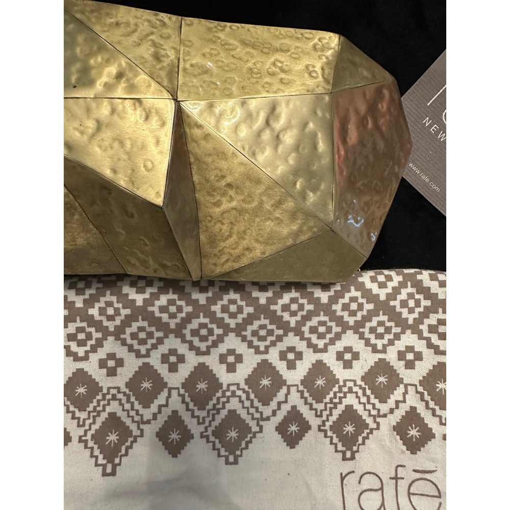 Rafe New York Gold Hammered Metal Faceted Minaudiere Geometric Clutch Bag NWT